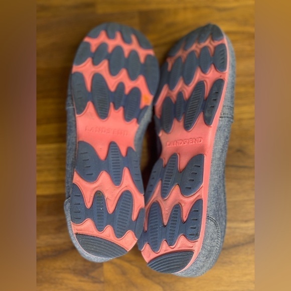 Lands' End Blue Round Toe Flat Denim Pink Sneaker Slip On - Picture 6 of 6